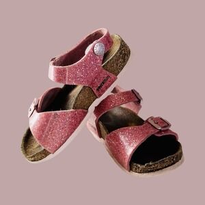 Pink Glitter Toddler Birkenstock Sandals, Size 25